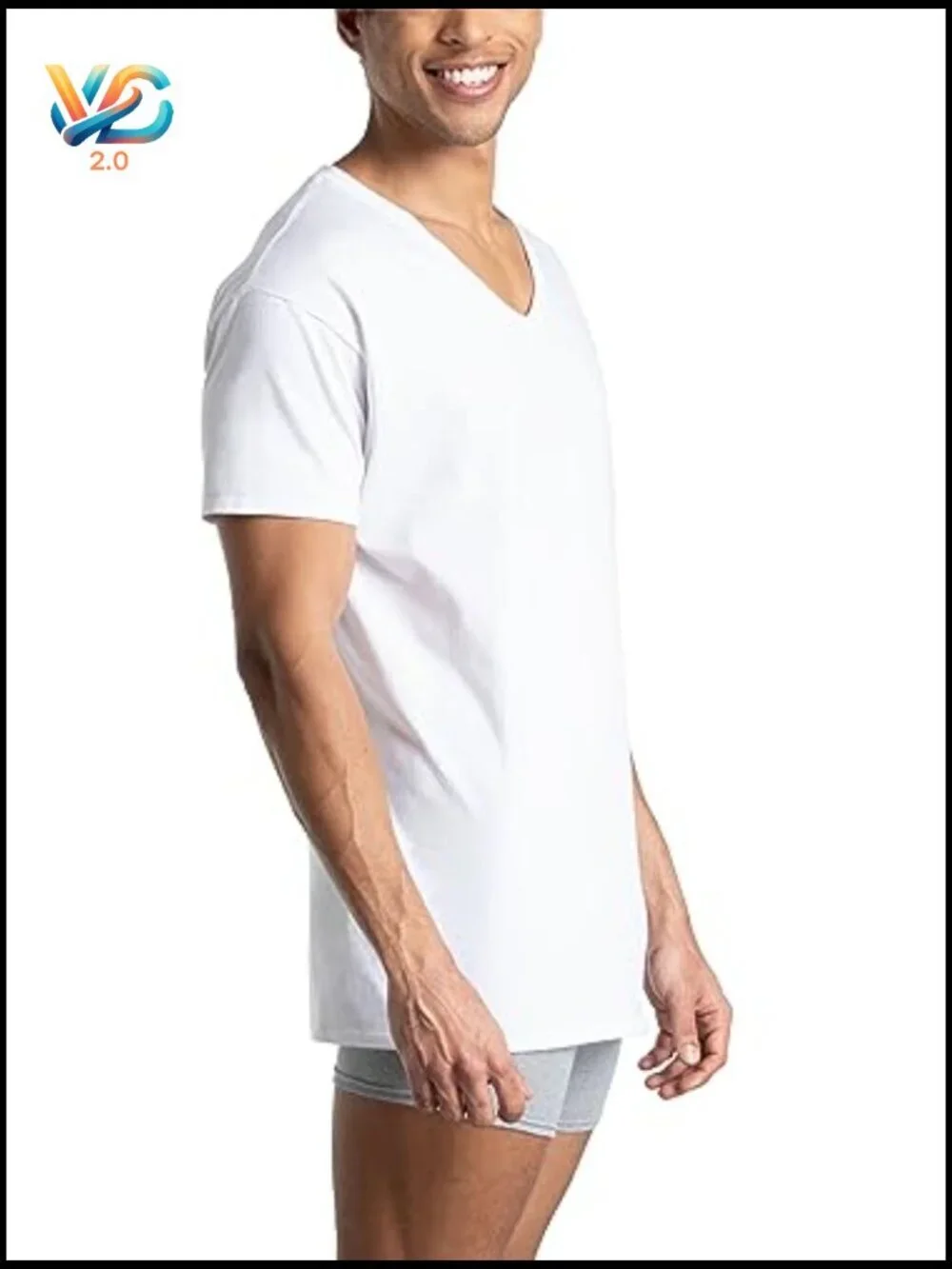 Men's Moisture Wicking V-Neck Undershirts 6-Pack Tag Free Short Sleeve